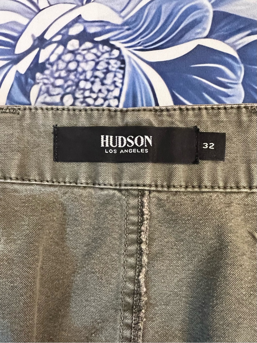 HUDSON Olive Green Canvas Skirt with Branded Metal Button - Picture 8 of 14
